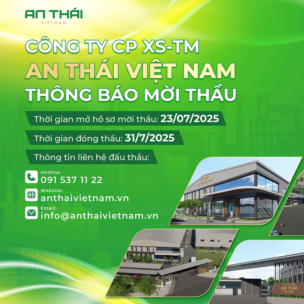 THÔNG BÁO MỜI THẦU DỰ ÁN: Nhà máy sản xuất cà phê - An Thái Việt Nam